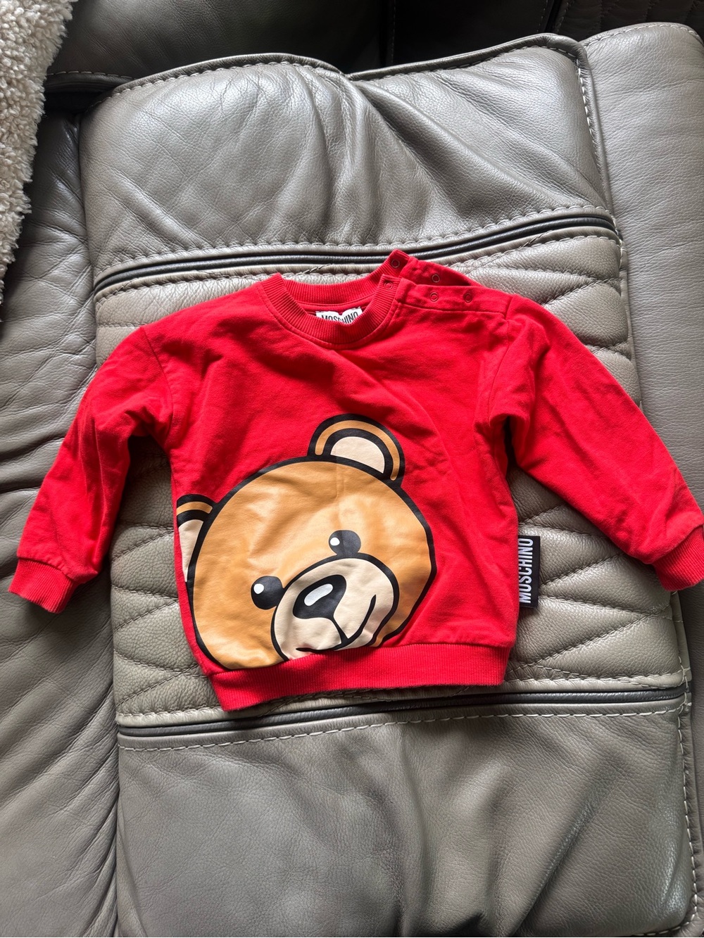 Moschino Red Kids Sweater with Teddy Bear Graphic